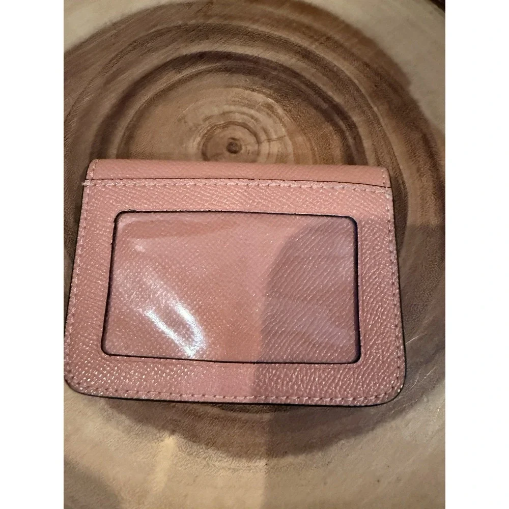 Coach card case ID Window wallet In Taffy Pink Snap Closure Keychain